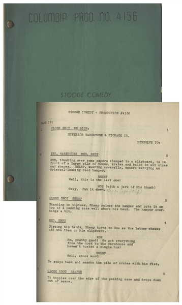 Moe Howards 27pp. Final Draft Script Dated November 1949 for The Three Stooges Film Three Arabian Nuts -- With Annotation in Moes Hand -- Very Good Plus Condition
